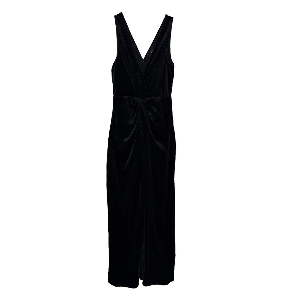 NWT Lulus Beautiful Evenings Black Velvet Twist-Front Maxi Dress Medium W/ Slit